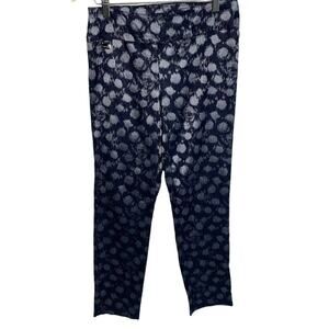 Lisette Women's Sz 4 Navy Blue Metallic Silver Slim Leg Tummy Control